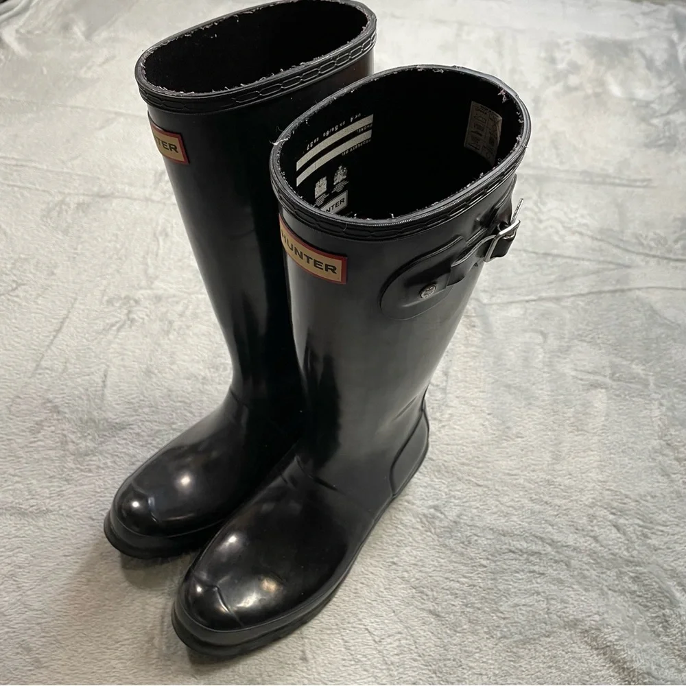 Kids Hunter Original Gloss Jet‎ Black Rain Boots 5/6